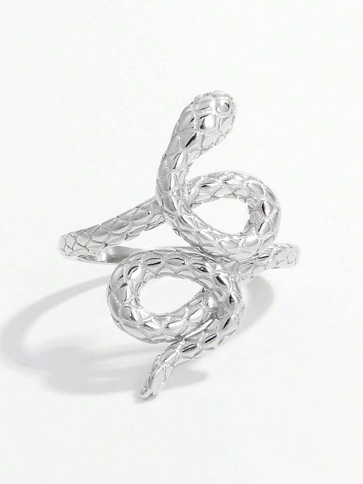 1 stuk Stijlvol , Elegant , Creatief , Natuurlijk , Uniek , Gepersonaliseerde 925 zilver Slang Dierenontwerp Opening Ring Voor vrouwen , Perfect Voor Date , Feest , Banket , Uithangbord Hanger En Als A Geschenk - Zilver - Bekijken 1