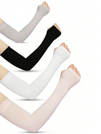 4 par/set tunna tyger för kvinnor, Anti-Uv, Andas, Kyleffekt, Armbågslängd, Fingerlösa ärmar Halloween