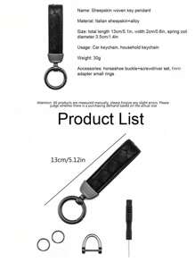 1 Miếng Dập nổi Da Móc chìa khóa Với Thương hiệu Đối với Làm Việc  Nam & NỮ , Mặt dây chuyền chìa khóa Với Tay Dây thừng - màu đen - Xem 3