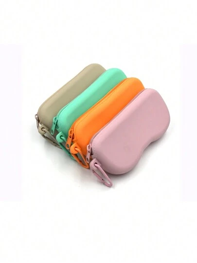 Estuche de gafas de silicona, bolsa de gafas de silicona con cremallera, estuche de gafas de silicona con gancho, accesorios de gafas para mujer