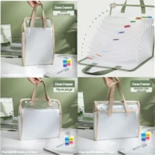 A4 File Storage Bag, Transparent Handbag, Accordion Style Carry Bag, Test Paper Bag, Zipper Closure Multiple-Layer Organizer For Primary School,Junior High And High School Students, Subject Classification For Homework And Papers - Brown - View 1