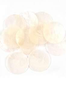 5入組直徑5.1公分自然透明圓形貝殼片,可用於diy珠寶製作、吊墜、散珠、手工藝品製作和家居裝飾 - 白色 - 查看 5