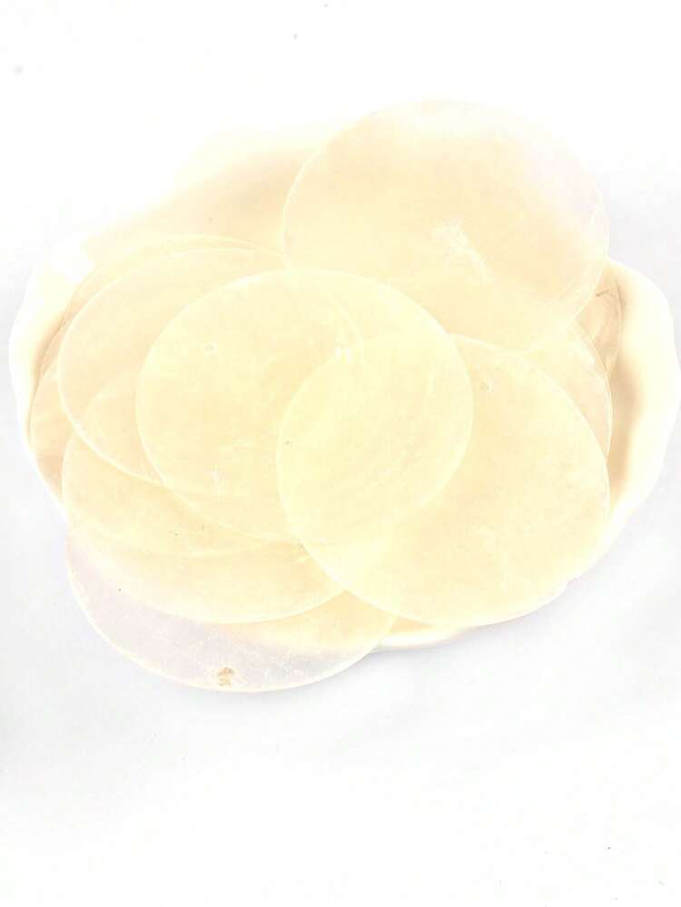 5入組直徑5.1公分自然透明圓形貝殼片,可用於diy珠寶製作、吊墜、散珠、手工藝品製作和家居裝飾 - 白色 - 查看 3