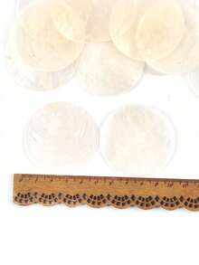 5入組直徑5.1公分自然透明圓形貝殼片,可用於diy珠寶製作、吊墜、散珠、手工藝品製作和家居裝飾 - 白色 - 查看 4