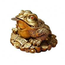 Feng Shui Money Frog, Lucky Money Toad Decorations Chinese Toad Decoration Chinese Charm For Prosperity - Gold - View 1