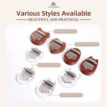 迷你八鍵拇指琴,便攜式可愛的桃花心木卡林巴樂器,多種風格的可穿戴吊飾禮物 - 彩色 - 查看 8