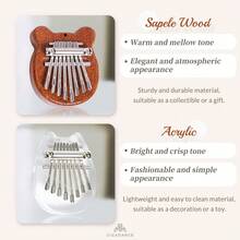 迷你八鍵拇指琴,便攜式可愛的桃花心木卡林巴樂器,多種風格的可穿戴吊飾禮物 - 彩色 - 查看 2