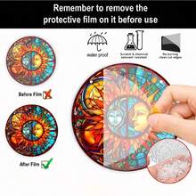 1入組帶太陽眼鏡月亮和陽光彩色玻璃窗,藍色和黃色廚房裝飾,適用於窗戶的亞克力日光捕手,感恩節或生日禮物,女性生日時的美麗太陽收藏品,新居或母親節禮物 - B15月亮和陽光 - 查看 6