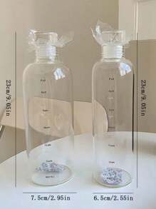 1 件 500/750 毫升透明塑料水瓶，带时间刻度的简易水瓶，便携式果汁牛奶杯运动水杯，适用于户外、露营 - 無色 - 查看 2