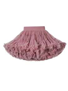 Young Girl Wide Waistband Ballet Princess Cake Puff TUTU Skirt In Sheer Netting Fabric