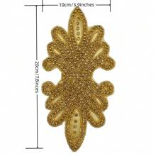 Aplicación de pedrería de cristal dorado con diseño de flor para soldar o coser en accesorios de manga de vestidos de boda. Ideal para proyecto de bricolaje - Dorado - Ver 2