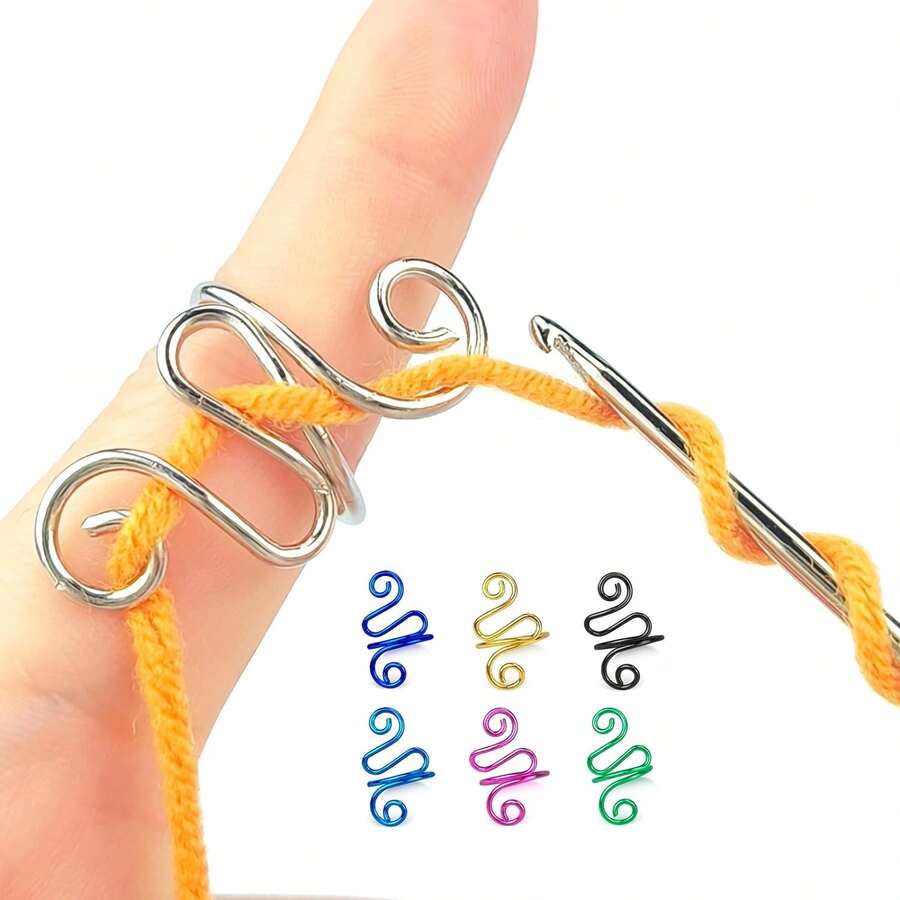 Handmade Crochet Rings,  Adjustable Crochet Tension Ring For Knitting And Crocheting, Crochet Gift For Knitting Lovers - Silver - View 1