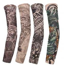 1Pc New Flower Arm Tattoo Sleeves Seamless Outdoor Riding Sunscreen Arm Sleeves Sun Uv Protection Arm Warmers For Men Women Sleeves Cover Arms
