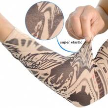 1Pc New Flower Arm Tattoo Sleeves Seamless Outdoor Riding Sunscreen Arm Sleeves Sun Uv Protection Arm Warmers For Men Women Sleeves Cover Arms