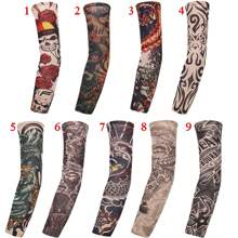 1Pc New Flower Arm Tattoo Sleeves Seamless Outdoor Riding Sunscreen Arm Sleeves Sun Uv Protection Arm Warmers For Men Women Sleeves Cover Arms