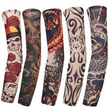 1Pc New Flower Arm Tattoo Sleeves Seamless Outdoor Riding Sunscreen Arm Sleeves Sun Uv Protection Arm Warmers For Men Women Sleeves Cover Arms