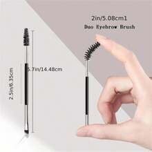 2pcs/Pack Dual-Ended Eyebrow Brush And Spoolie Brush-Angled, For Precise Application And Brow Powder Blending - Black - View 6