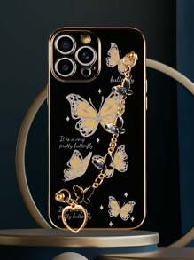 1个黑色电镀蝴蝶手链和1个黑色电镀TPU蝴蝶图案防震手机壳（兼容苹果国际版，非国内版） - 彩色 - 查看 2