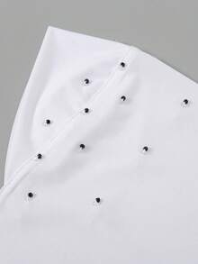 1入組女士雙色鑲鑽方便頭帶黑瑪瑙,頭巾,純色舒適內帽,簡單百搭,適合日常穿著優雅 - 釘鑽套頭帽 - 查看 8