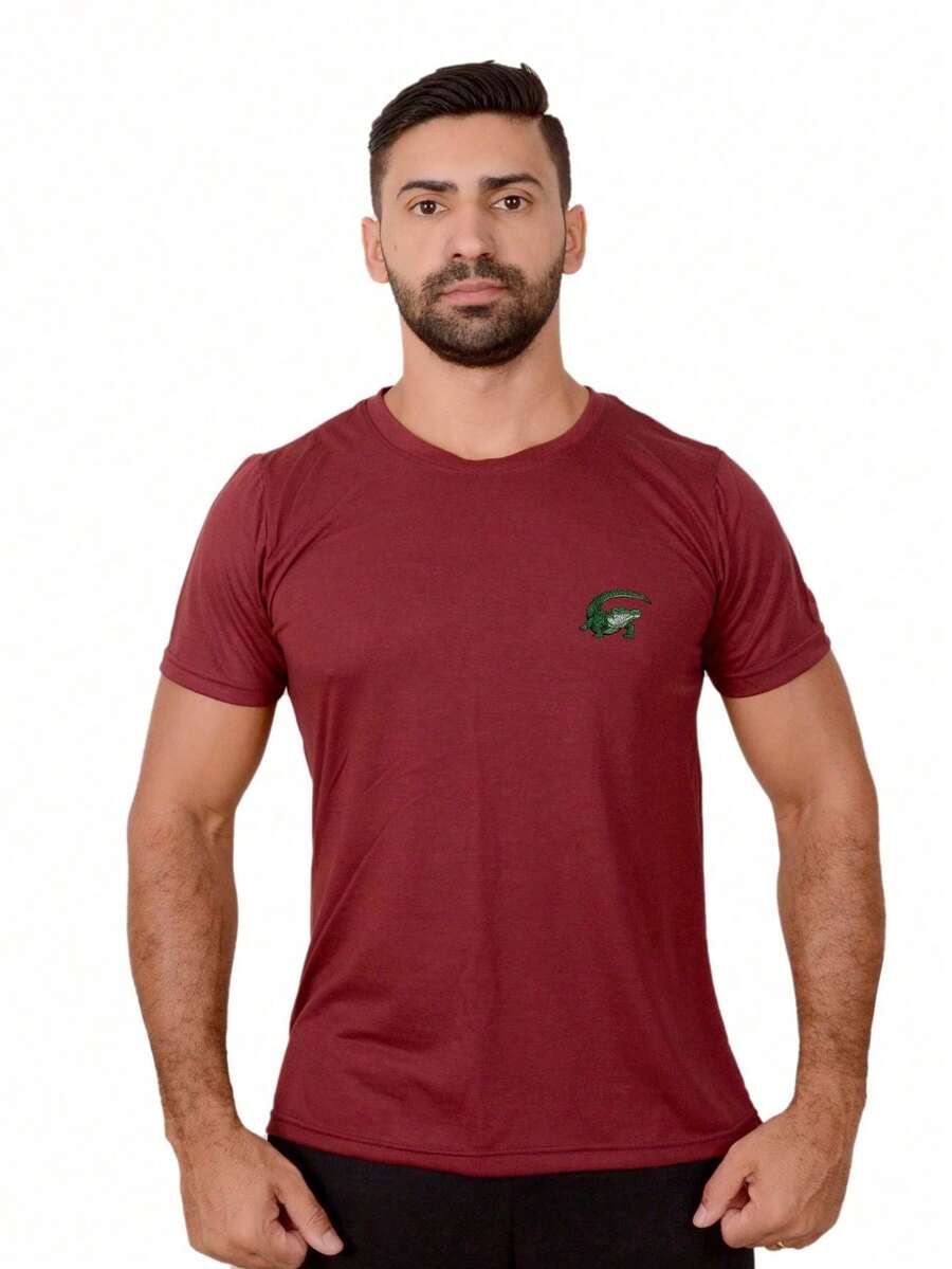 Men T-Shirts - 酒紅色 - 查看 1