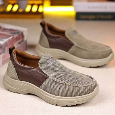 大码男士一脚蹬帆布鞋，休闲乐福鞋，舒适透气轻便商务休闲驾车鞋