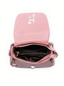 PINCNEL 时尚、简约、休闲、花卉刺绣手提包，女士旋锁装饰斜挎包，时尚 PU 翻盖钱包，花卉刺绣包，带包饰，母亲节礼物，送给妈妈，送给女孩，送给少女，有史以来最好的母亲节礼物 - 粉色 - 查看 6