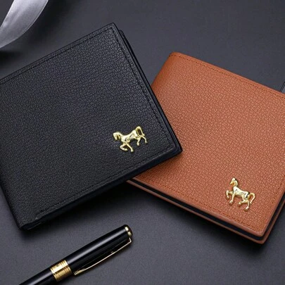 男士真皮三折钱包韩版商务风多功能横款钱包男士钱包钱夹小钱包男钱包真皮