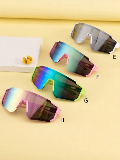 1pc Children's Geometric Pc Frame Windproof Cycling Fashionable Fashion Glasses With Optional Colors