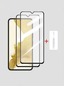 2入組高清屏幕保護膜+手機清潔刷，適用於三星 - 白色 - 查看 1