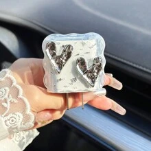 5件套 3D 电镀银心形卡通风格保护壳 适用于 Apple 20w/18w 充电器和数据线线缆保护器，充电器保护器 - 銀色 - 查看 5