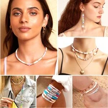 5款樣式～1300/1400顆字母珠子,a-z字母塑膠珠套裝,心形珠子用於手鐲製作 - 彩色 - 查看 8