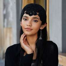 1 Miếng Gầy Mùa hè Mũ , Thủ công Mũ len In Hoa văn ren , Thanh lịch Và Phong cách Retro , Thích hợp Đối với Tất cả các mùa - màu đặc - Xem 13