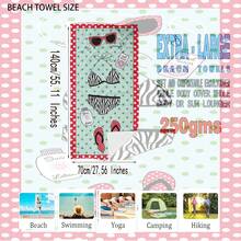 1件加厚沙灘比基尼圖案加厚超細纖維毛巾夏季沙灘巾草墊瑜珈墊適用於游泳池露營旅行沙灘巾披肩 - 彩色 - 查看 6