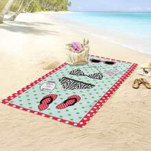 1件加厚沙灘比基尼圖案加厚超細纖維毛巾夏季沙灘巾草墊瑜珈墊適用於游泳池露營旅行沙灘巾披肩 - 彩色 - 查看 3