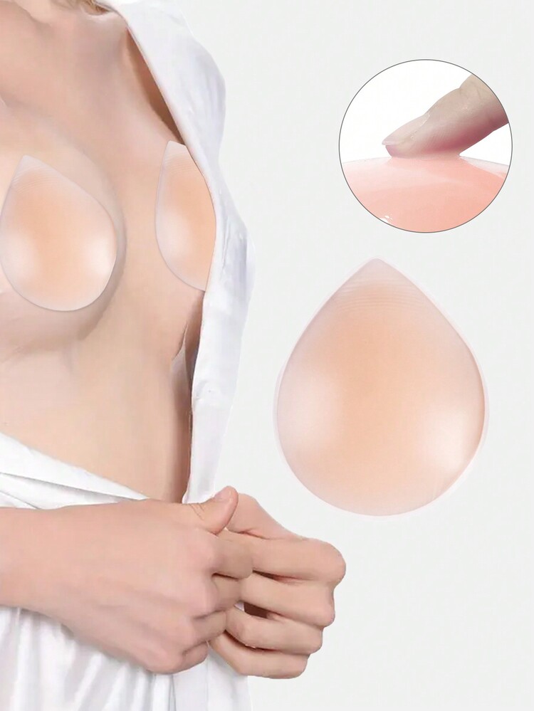 1 đôi Của phụ nữ Silicone Giọt nước Hình dạng Cánh hoa ức Keo dán Che Núm vú Với Không thấm nước & Thoáng khí Chức năng , Đồ lót Phụ kiện - Màu be - Xem 1