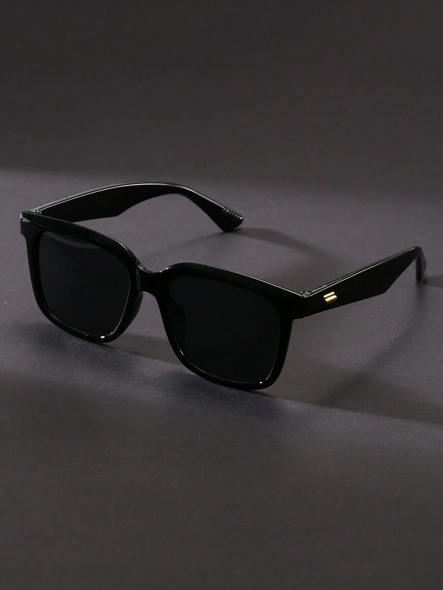 1副时尚方形Y2K男女通用沙滩风眼镜，休闲時尚眼鏡，沙滩配饰，打造街头风造型，适合搭配毛衣、夹克、卫衣、连帽衫、皮裤和工装裤，适合夏季沙滩度假、户外活动和旅行。 - 黑色 - 查看 1