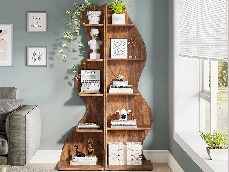 Aazon.co: Tribesigns Corner Shelf, Rustic 5-Tier Wall Corner Bookshelf, Stylish Corner Sall