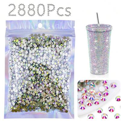 2880pcs Crystal Ab Flatback Rhinestones, Glass Rhinestones, Perfect For Nail Art Craftwork, Decorations, Clothing And Shoes Embellishments