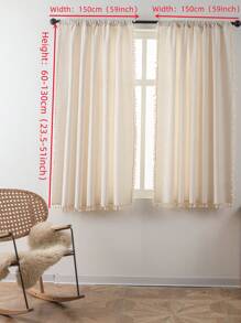 1 rèm phòng ngủ trơn Bubaba, rèm che nắng bằng polyester tối giản Boho có tua rua trang trí, thích hợp cho phòng khách, phòng ngủ, nhà bếp, phòng ăn, phòng tập thể dục, hiên nhà, mọi mùa, trang trí ngày lễ - Màu be - Xem 7