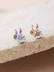 1 Miếng Sang trọng Thép Titan & Kim cương Con thỏ Thú vật Hoa tai Thích hợp Đối với Của phụ nữ Mặc hàng ngày - con thỏ - Xem 10