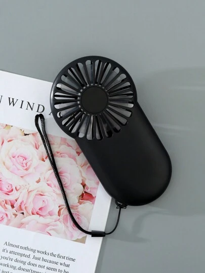 AOYI 1 pieza Ventilador mini recargable de 600mAh, con 3 velocidades ajustables, portátil de bolsillo con cuerda colgante