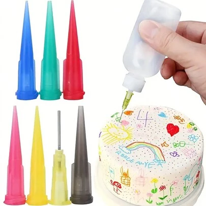 8 Piezas/set Olla De Salsa Para Hornear De 50ml Con 7 Boquillas Para Decoración De Pasteles