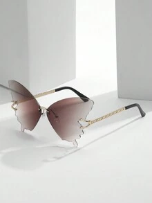 1 件装新款时尚蝴蝶时尚眼镜女式大框渐变色适合街头摄影 - 彩色 - 查看 12