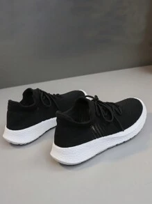 2024年春夏新款女式增高透氣跑步鞋,跳繩健身房鞋 - 黑色 - 查看 4