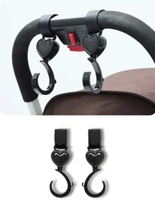 2pcs Baby Stroller Hook With Heart-Shaped For Hanging Pet Cart, Baby Bed, Bicycle, Electric Vehicle, Multifunctional 360 Degree Rotating Hook For Daily Use