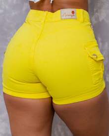 Women Shorts - 黃色 - 查看 2