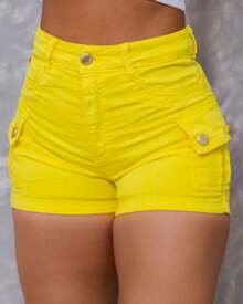 Women Shorts - 黃色 - 查看 1