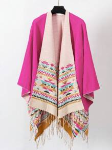 1pc Women Geometric Tassel Scarf With Slit, Versatile Wrap Shawl For Photo Shoot, Spring And Summer - Multicolor - View 16