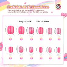 SAVILAND 168Pcs 7 Pack Press On Nails For Kids Children Fake Nails Stick On Nails Pre-Glue Full Cover Glitter Gradient Color Star Short Acrylic Nail Tips Nail Art Christmas Gifts For 8-12 Year Kids - 兒童指甲按壓01 - 查看 5