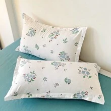 3 cái/bộ Ánh sáng Xanh Hoa Phong cách công chúa Bộ chăn ga gối ( 1 Vỏ chăn Duvet Và 2 Vỏ gối ) Không có chất độn - Xanh và trắng - Xem 10